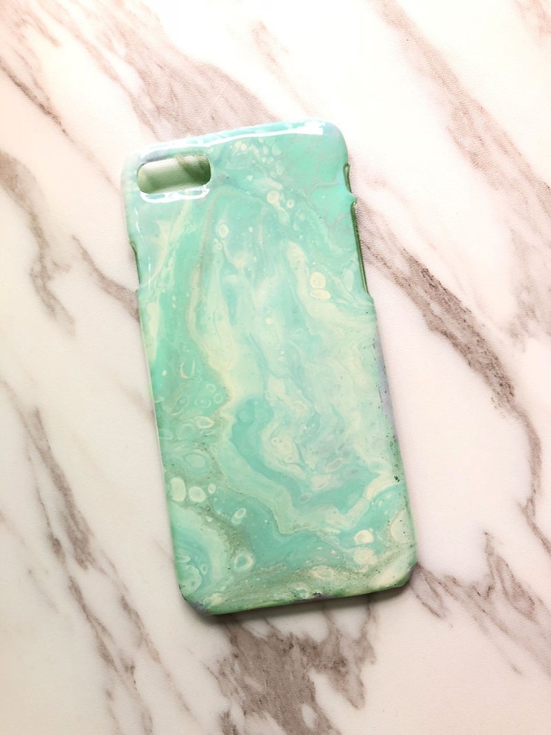 OOAK hand-painted phone case, only one available, Handmade marble IPhone case - เคส/ซองมือถือ - พลาสติก สีน้ำเงิน