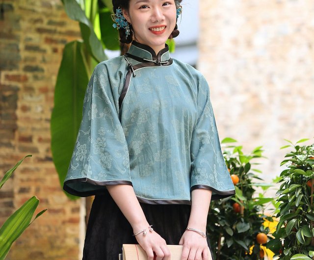 レオナール　高級✨カンカン　ブラウス　花柄　ペイズリー　チャイナ風　濃紺　L 美品】レオナール シャツ 花柄 LEONARD ブラウス Mサイズ LEONARD