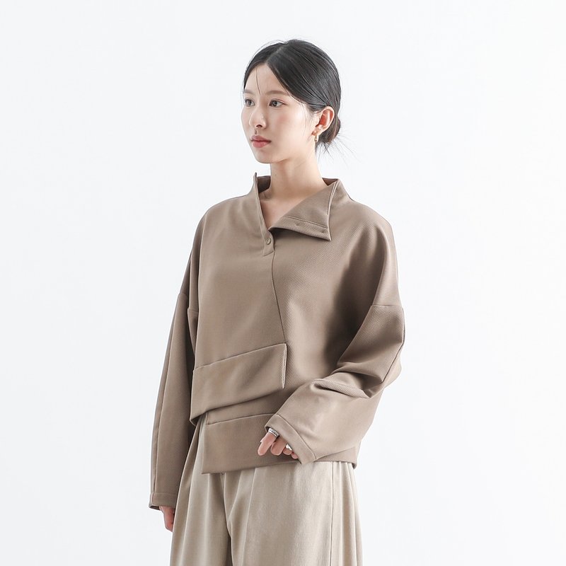 [Classic original] Jiaozhi_Interlaced pleated Brown - Women's Tops - Polyester Brown