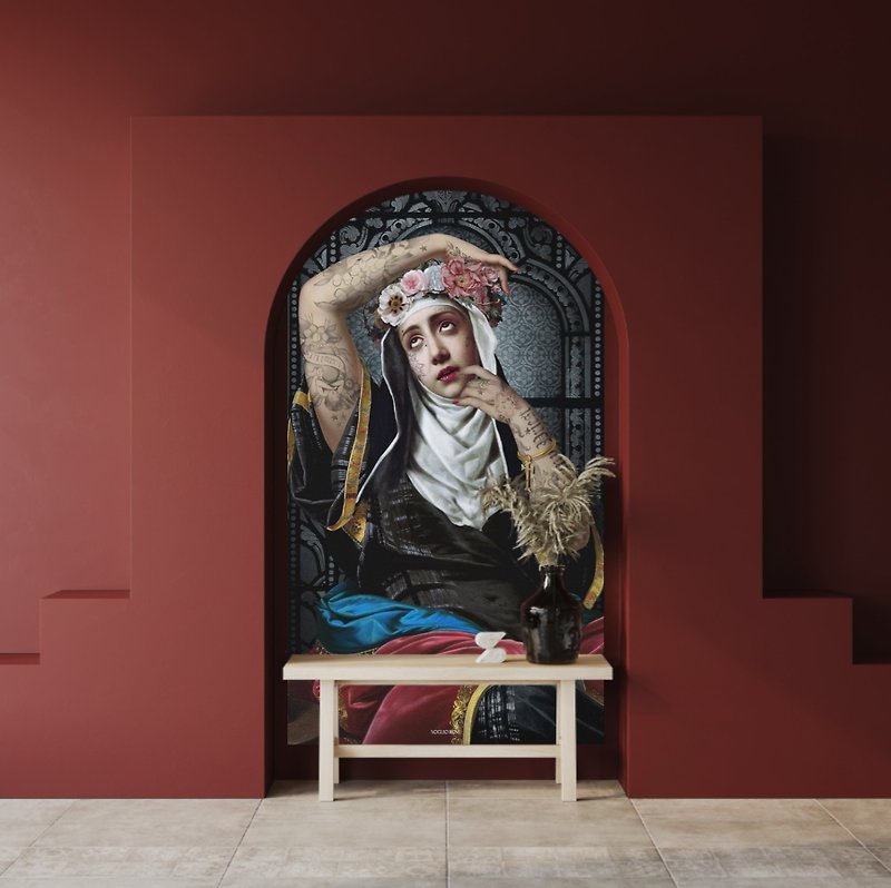 法國VOGLIO BENE 聖麗塔 超大型掛畫/掛布/壁掛/裝飾畫 文藝復興 - 掛牆畫/海報 - 聚酯纖維 黑色