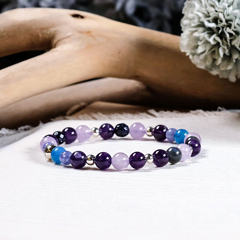 925 Silver Amethyst Stone Tanzanite Bracelet Starry Purple Under the Night - สร้อยข้อมือ - หยก สีม่วง