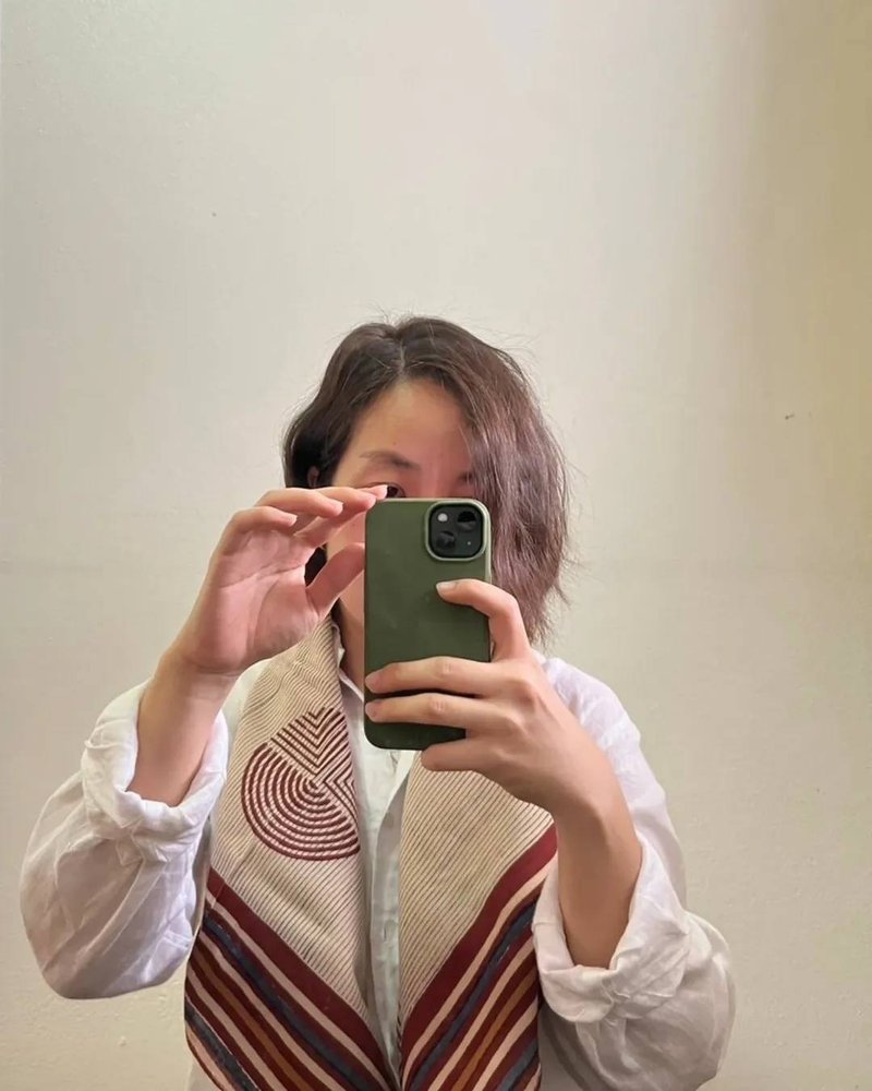 100x100 cm. Hand-block Printed Scarf - 絲巾 - 棉．麻 