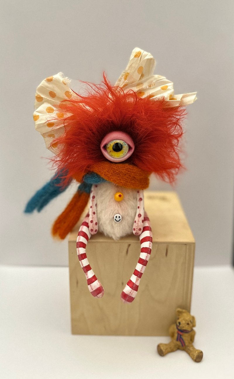 Red&white fluffy cyclops - doll _ MADE-TO-ORDER! - 公仔/玩偶 - 其他材質 紅色
