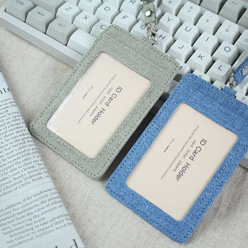 Adjustable double-layer ID rope set/with ID rope/work ID card holder/ticket card holder/universal ticket holder/card holder - ที่ใส่บัตรคล้องคอ - ผ้าฝ้าย/ผ้าลินิน หลากหลายสี