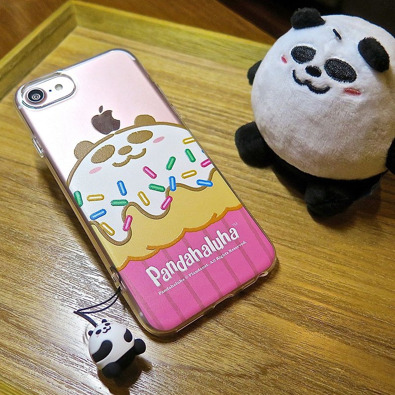 iPhone 8/SE2 Pandahaluha soft transparent protective cover phone case with panda ice cream - Phone Cases - Silicone Transparent