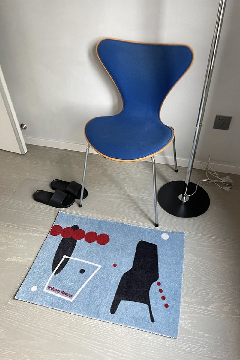 Ordinary Matters Low Pile Rug Living Room Bedroom Floor Mat/Floor Mat - พรมปูพื้น - วัสดุอื่นๆ สีน้ำเงิน