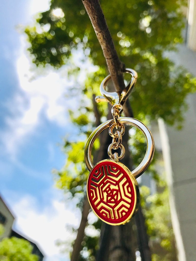 Taiwan Wealth in the Heart Fu Kueh Red Turtle Kueh Metal Brooch Pin Two-Purpose Keychain - Keychains - Other Materials 