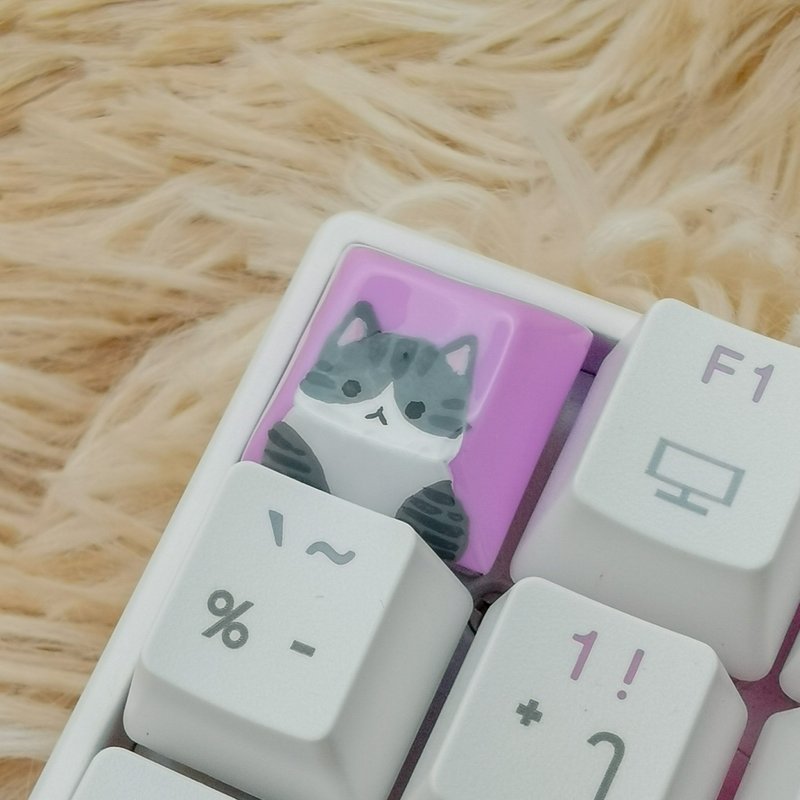 DSA Keycap tabby and white cat - 電腦配件 - 塑膠 紫色