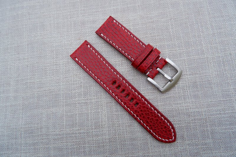 Dollaro big red Isaac handmade strap general applewatch can be customized - สายนาฬิกา - หนังแท้ สีแดง