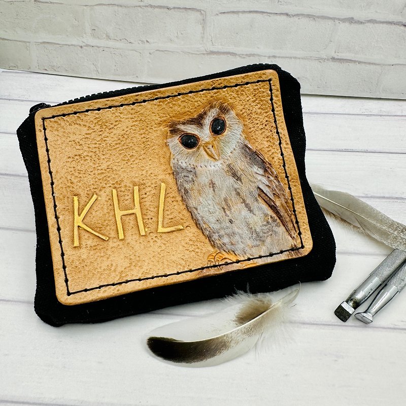 Handmade Leather Carving Customized Coin Pouch. - Coin Purses - Genuine Leather 