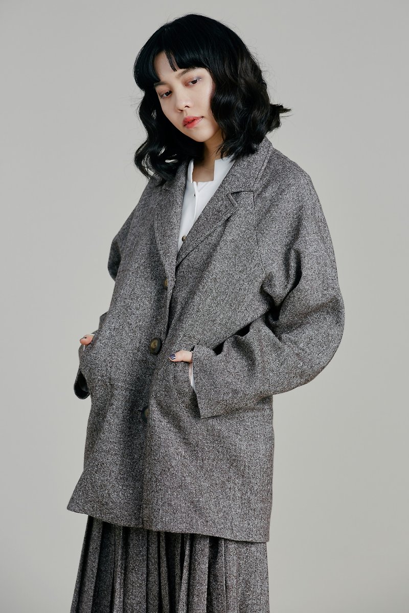 Shan Yong Brown Lachlan Sleeve Wool Coat - Women's Casual & Functional Jackets - Wool 