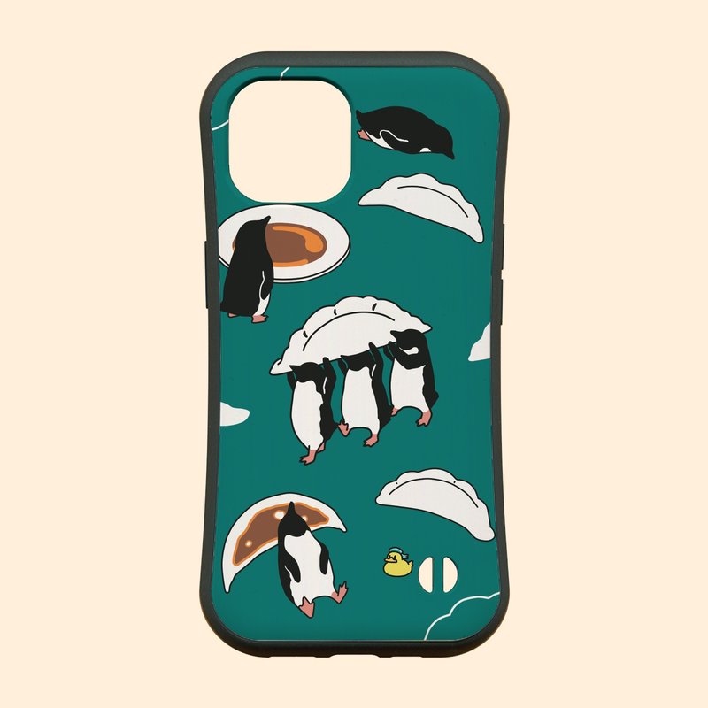 Penguin [Compatible with iPhone 14 and iPhone 15] Penguin Gyoza Green Grip Case for iPhone [Available for all models] - เคส/ซองมือถือ - พลาสติก สีเขียว