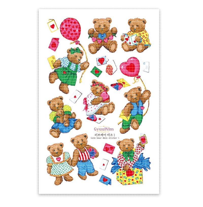 Love bear deco sticker ver.1 - 貼紙 - 紙 