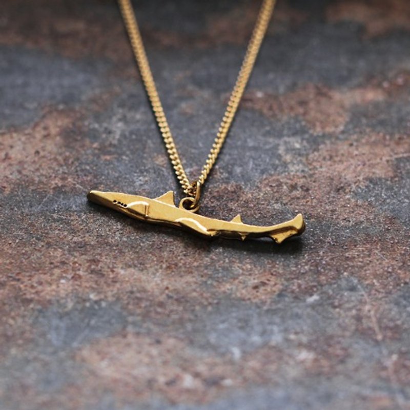 Shark necklace N448 - สร้อยคอ - โลหะ สีทอง