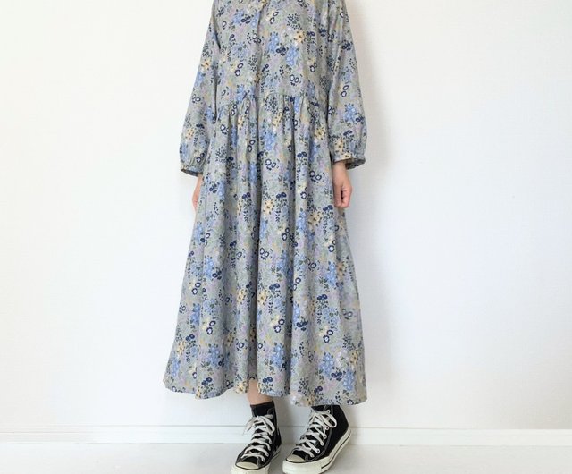 コットン100% 花柄 長袖ワンピース コットン100% 花柄 長袖ワンピース