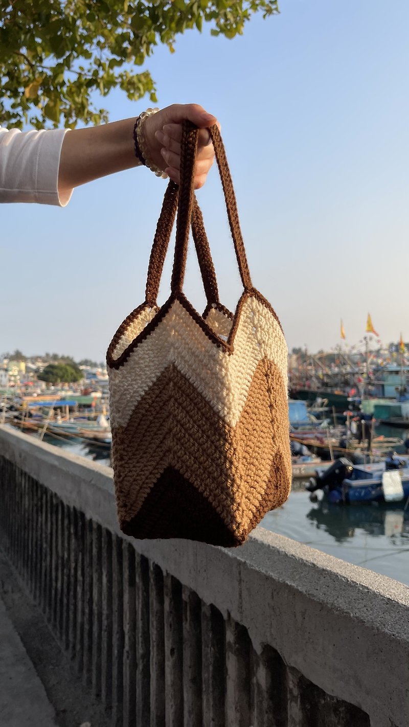 Hand Crocheted Square Tote - Handbags & Totes - Cotton & Hemp Khaki