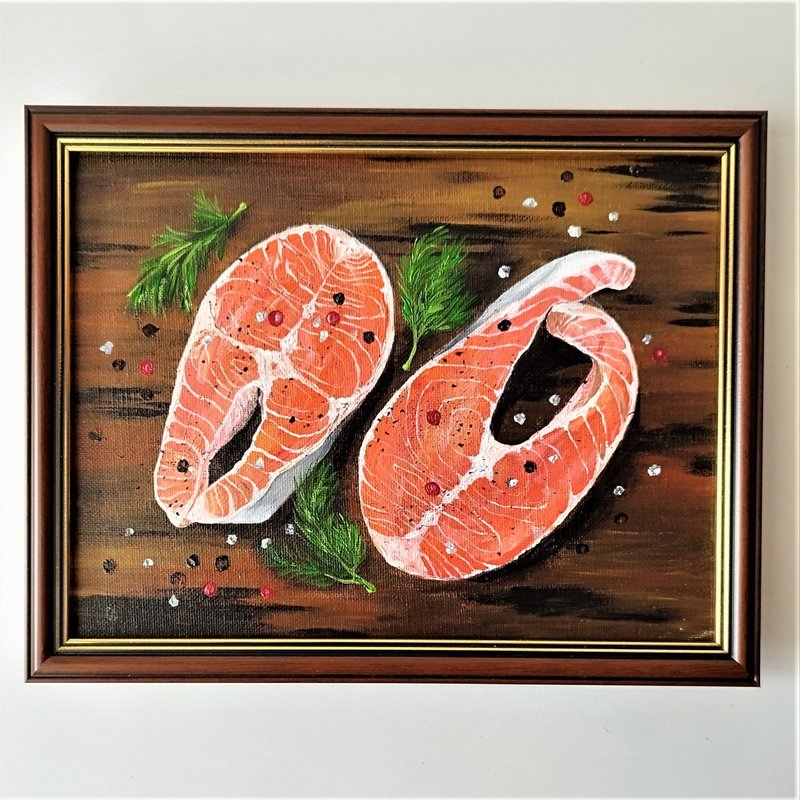 Fish Steak Painting: The Perfect Kitchen Wall Art Decoration - 壁貼/牆壁裝飾 - 壓克力 多色