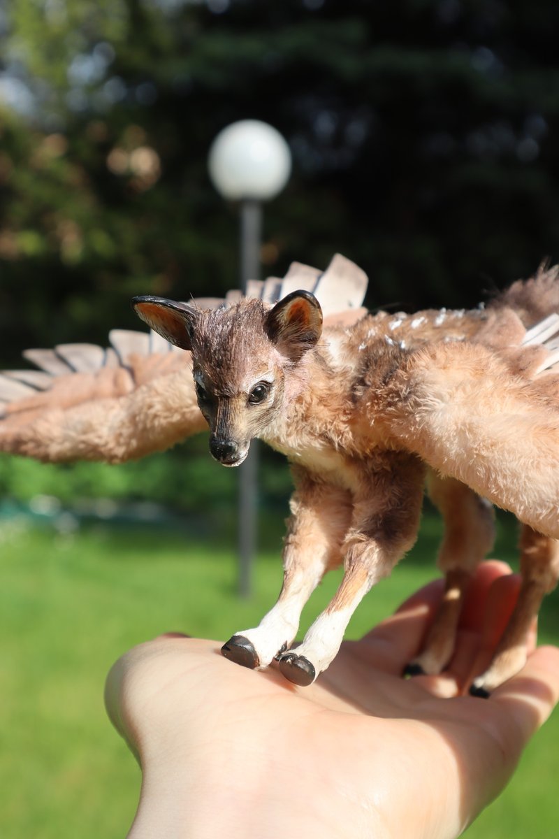 Deer Wings fantasy animal stuffed! art doll poseable - 公仔/玩偶 - 其他人造纖維 咖啡色