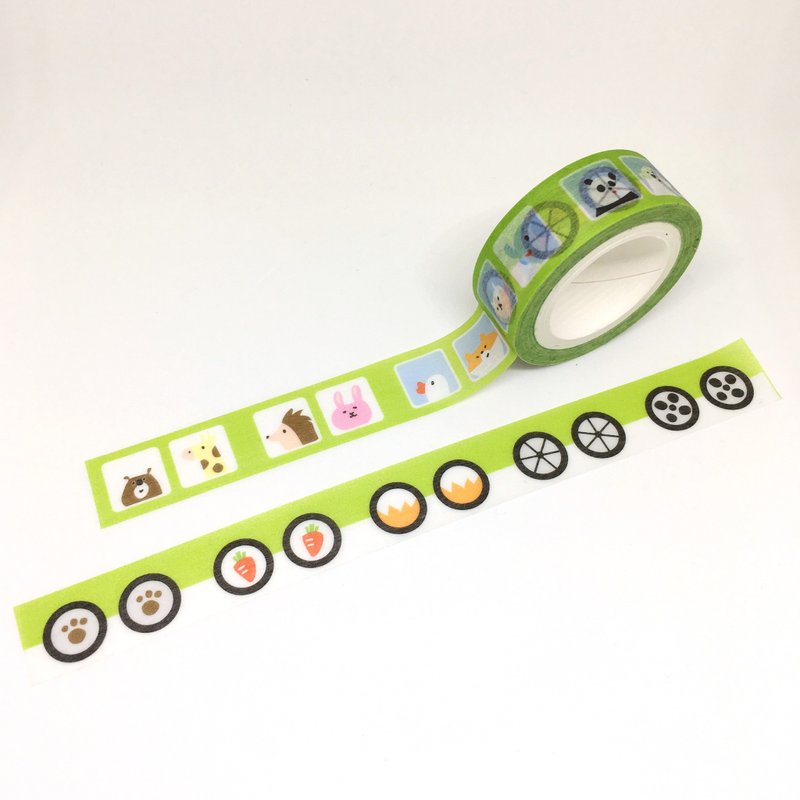 Bao Bao Kojima* Animal Car Car Paper Tape - Washi Tape - Paper Green