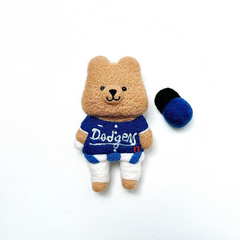 Waiting for 3 months for Ringo Bear to wear Shohei Otani Dodgers uniform wool felt keychain - Keychains - Wool 