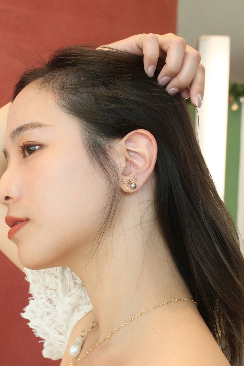 [Mother's Day Gift] Meet You - Pearlescent Crystal Pearl Earrings - 14KGF gold-filled Clip-On - ต่างหู - เครื่องเพชรพลอย สึชมพู