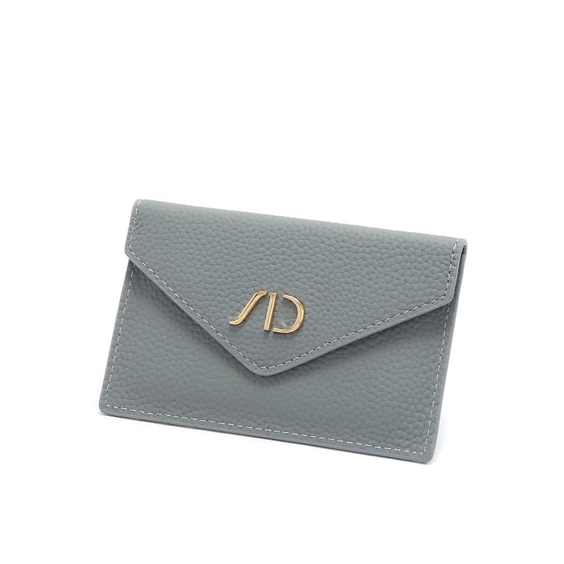 ANNA DOLLY genuine leather card holder gray blue - Wallets - Genuine Leather Blue