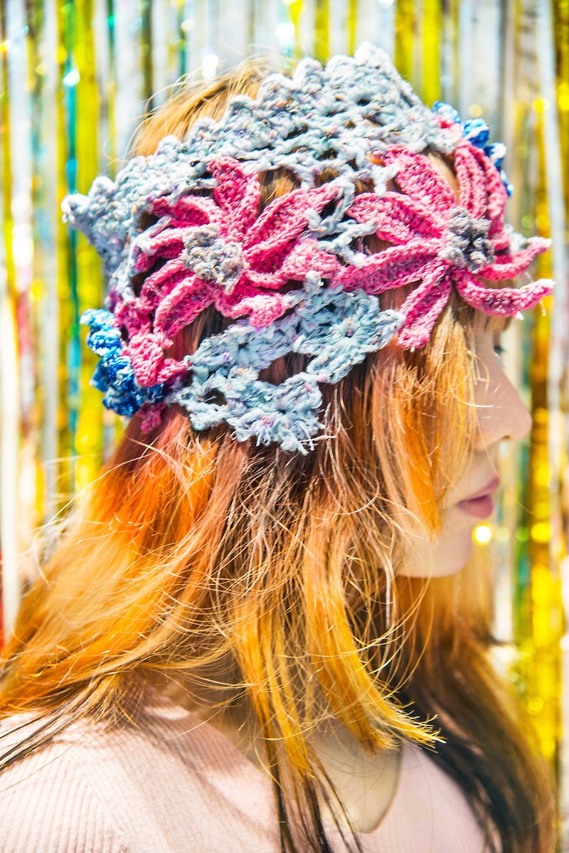 Hand Knitted Floral Crochet Headband - ที่คาดผม - ผ้าฝ้าย/ผ้าลินิน หลากหลายสี