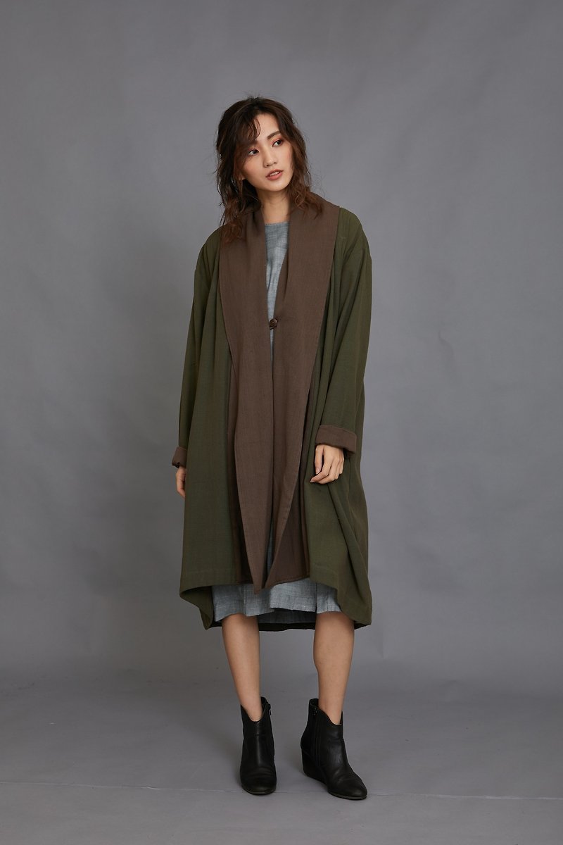 飛翔手織大衣-森林-公平貿易 - 女大衣/外套 - 棉．麻 咖啡色