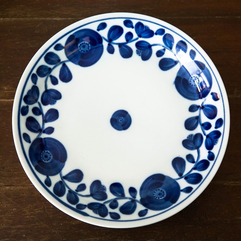 Constellation SECLUSION OF SAGE / bloom | indigo flower plate - Small Plates & Saucers - Porcelain Blue
