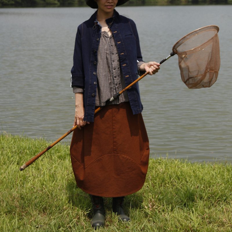 And - Some blessings to the - - After the elastic lantern cut long skirt - Skirts - Cotton & Hemp Brown