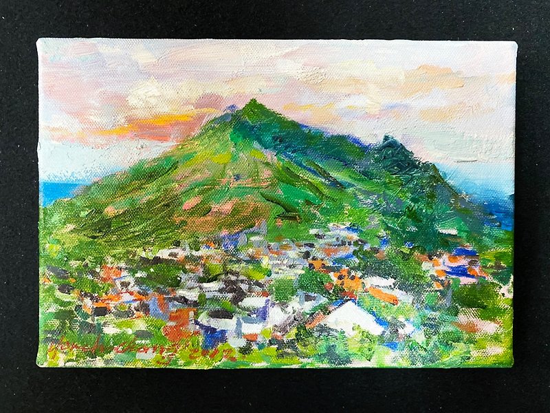 風景油畫-基隆山 - 掛牆畫/海報 - 棉．麻 綠色