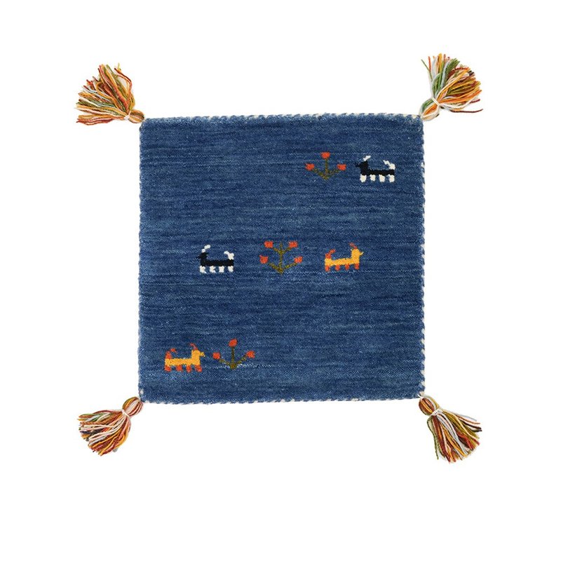 tribal symbol mats_navy bule 彩色復古系列印度手工小毯 - 地墊/地毯 - 羊毛 藍色