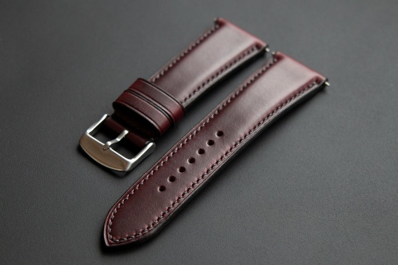 Burgundy Horween Chromexcel leather Watch Band (MTO) - Watchbands - Genuine Leather Purple