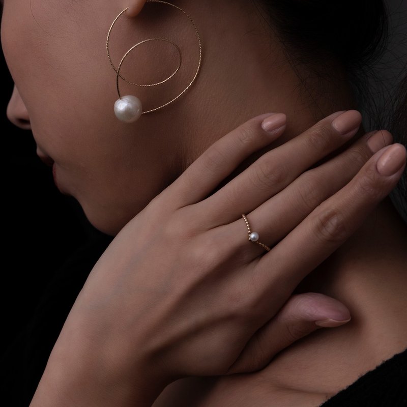 Gift Recommendation [Brand Design] Natural Pearl 14k Alloy Prayer Bone Ring - General Rings - Pearl Gold