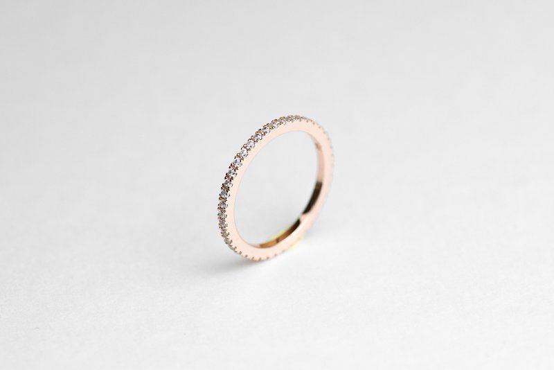 Wedding Band Diamond Ring • 18K Gold Vermeil Ring - แหวนทั่วไป - เงินแท้ สึชมพู