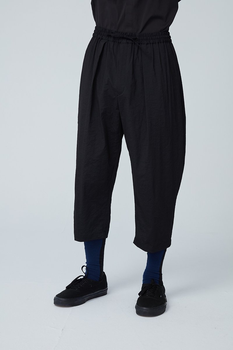 Elastic-waist Crops - Men's Pants - Cotton & Hemp Black