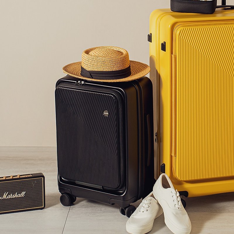 20 インチ フロントローディング スーツケース/機内持ち込みスーツケース -石ブラック - スーツケース - プラスチック ブラック