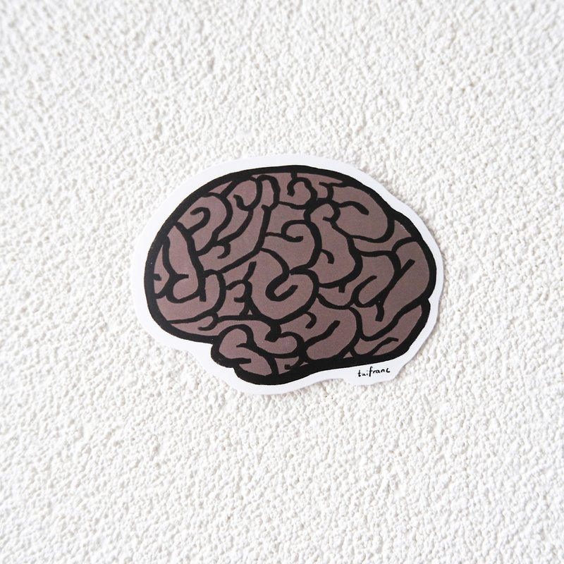 Gray brain PVC waterproof sticker - Stickers - Paper 