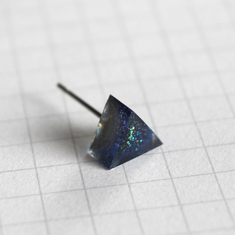 Resin Earrings / 635 / Strings of Light - Single - ต่างหู - เรซิน สีน้ำเงิน