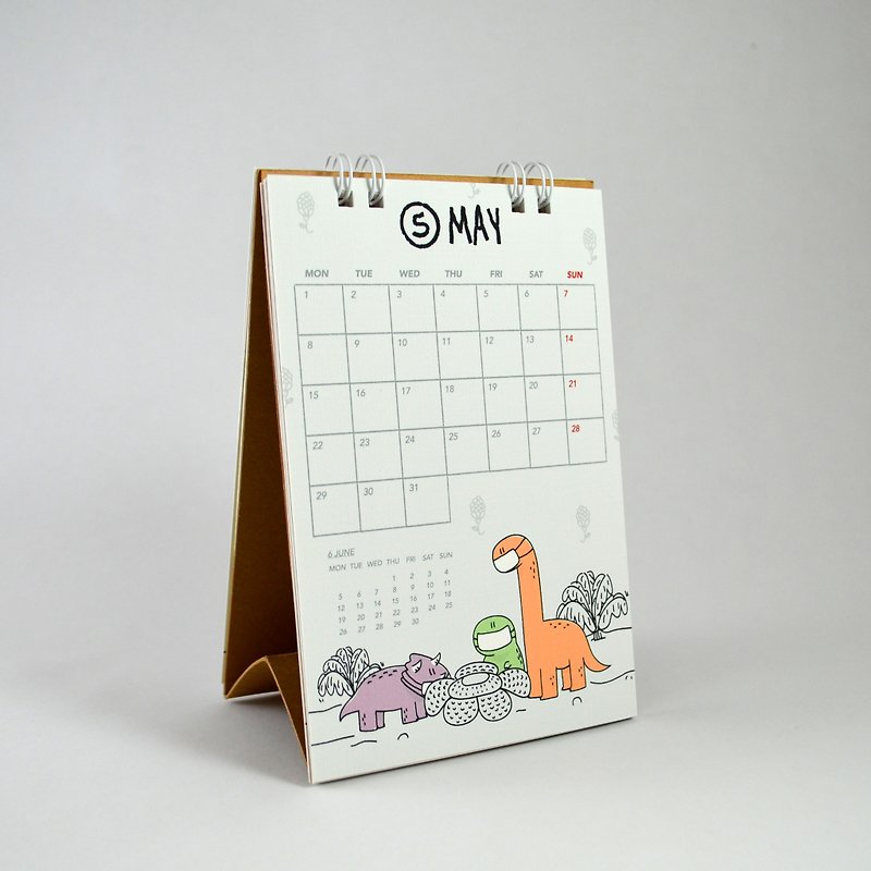 Rawr the Dinosaurs 2017 calendar (small, desk calendar, reusable) - ปฏิทิน - กระดาษ หลากหลายสี