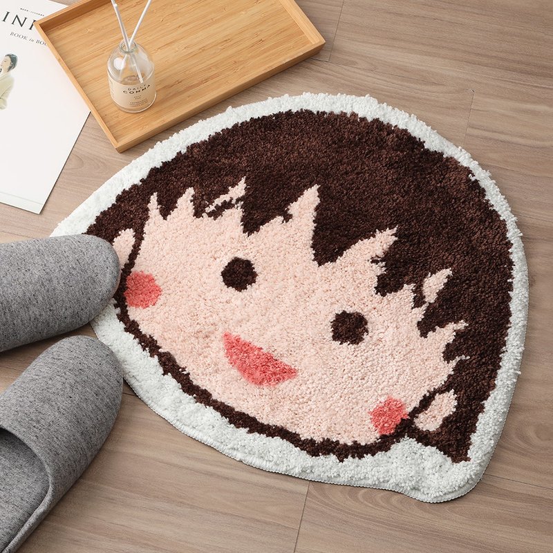 Cherry Maruko shaped foot pads - absorbent pads non-slip flocking foot pads machine washable - พรมปูพื้น - เส้นใยสังเคราะห์ หลากหลายสี