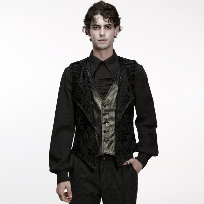 哥德秘社大師宮廷繡花西裝背心 - 男西裝外套 - 其他材質 黑色