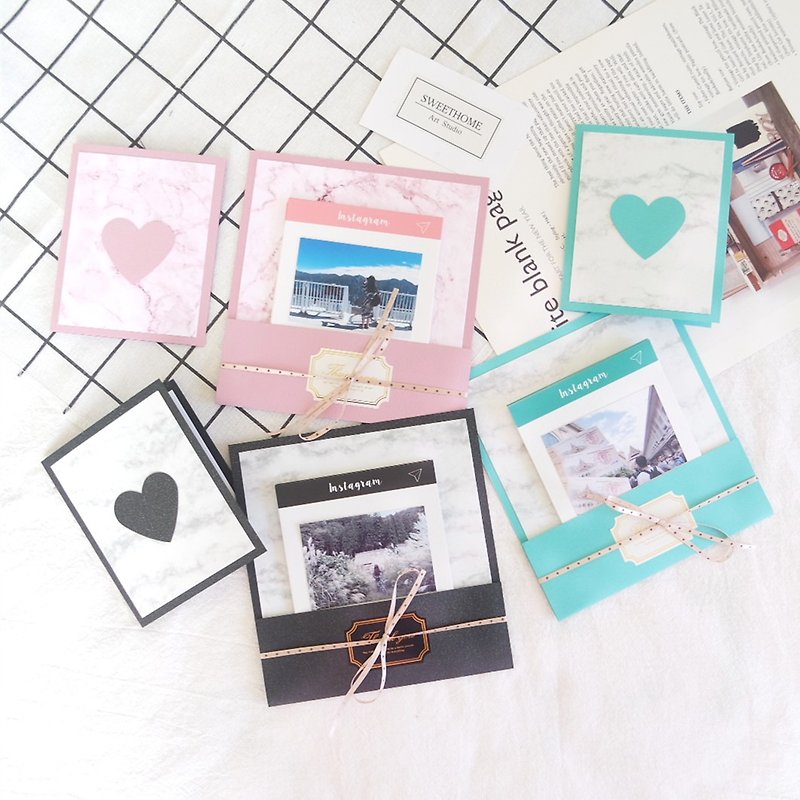 Ready stock / Textured marble envelope-style handmade card - Instagram style storage card / IG - การ์ด/โปสการ์ด - กระดาษ 
