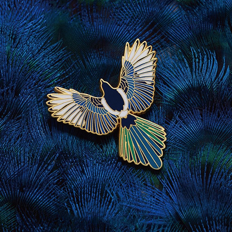 Enamel Magpie Brooch Vintage Jewelry Corsage Necklace Pendant Accessory Exchange Gift Collar Pin Badge - เข็มกลัด - วัตถุเคลือบ 