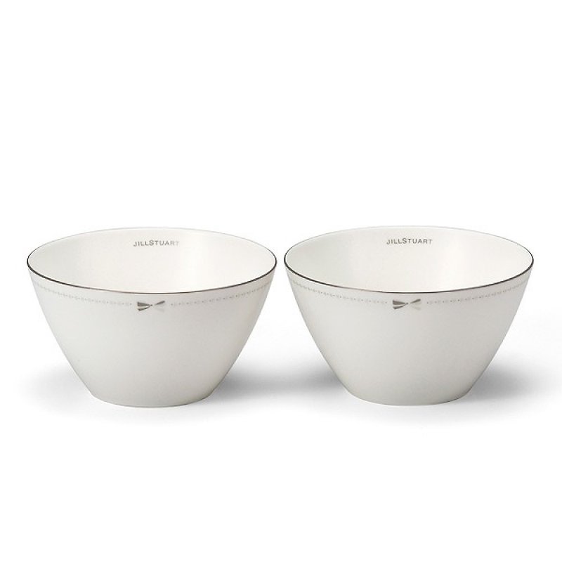 [NARUMI Japanese Narumi Bone China JILL STUART Elegant Celebration Ceramics (12cm) Double Rice Bowls - Bowls - Pottery White