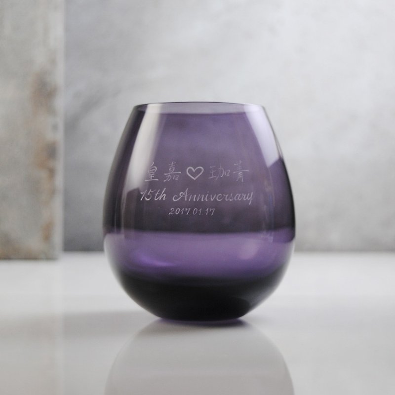 280cc [Glass] Japanese Edo purple bud Karai cup customization - Teapots & Teacups - Glass Purple