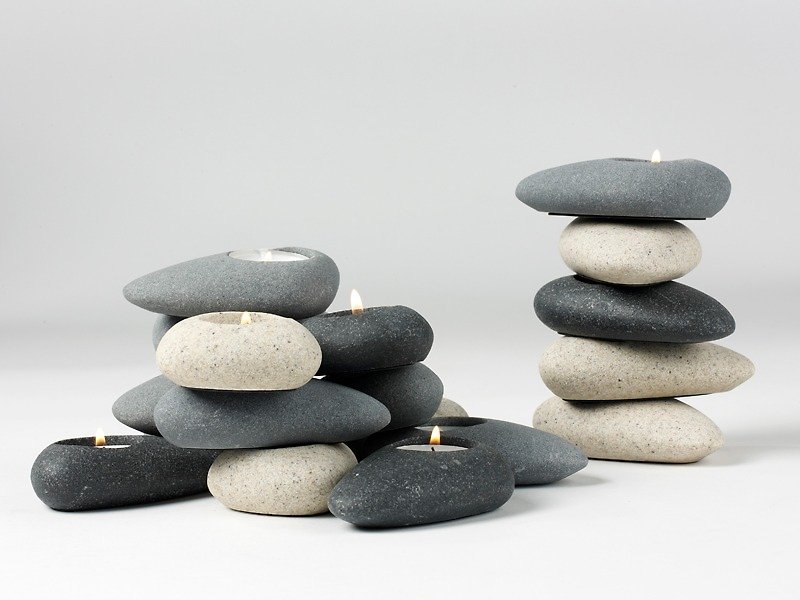 [value combination] simulation stone candlestick / three into the group - Items for Display - Other Materials Gray