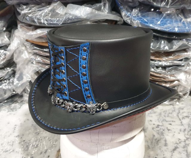 スチームパンクコルセットピンチクラウンレザーシルクハット