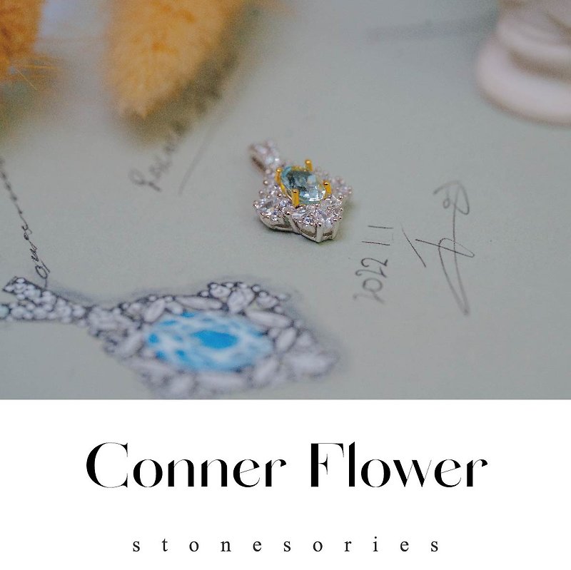 Semi-Precious Stones Necklaces - Conner Flower Roman Palace Corner Flower Design Pendant