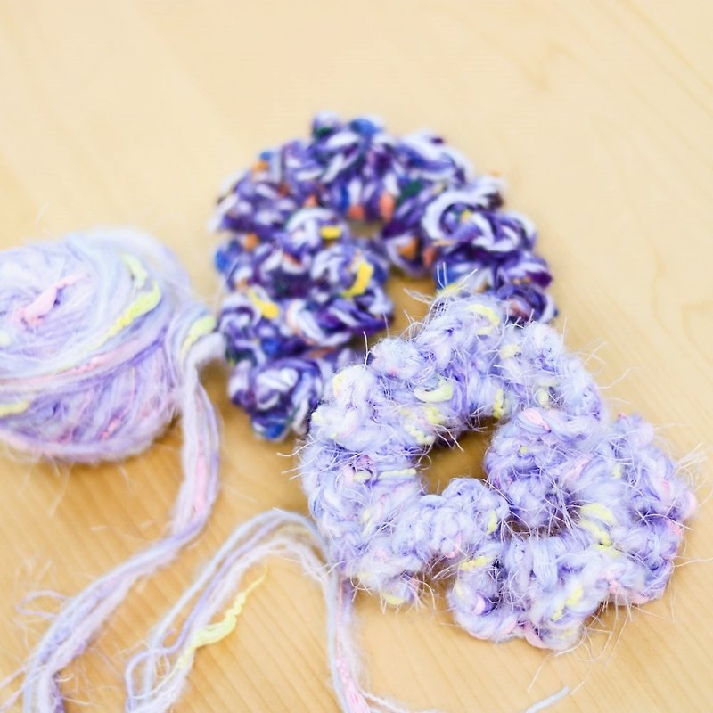 [Video tutorial + material package] Handmade mixed thread hair ties/rubber bands (can make about 2-3 pieces) - Knitting, Embroidery, Felted Wool & Sewing - Cotton & Hemp Multicolor